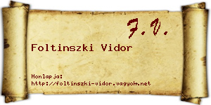 Foltinszki Vidor névjegykártya